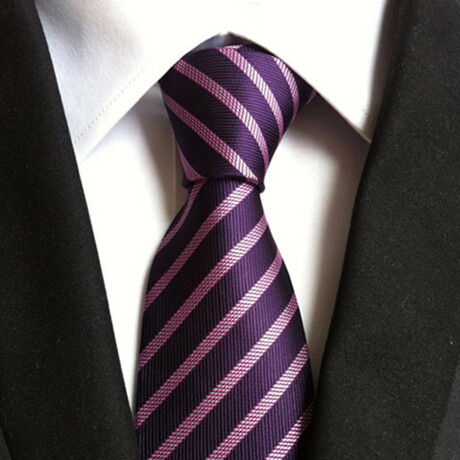 Formal Men’s Necktie // Purple & Pink Diagonal Stripe