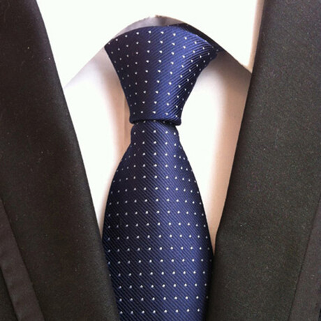Formal Men’s Necktie // Navy Blue & Silver Micro Dot