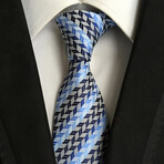 Formal Men’s Necktie // Blue, Navy & Silver Chevron