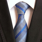 Formal Men’s Necktie // Silver & Blue Pinstripe