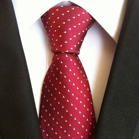 Formal Men’s Necktie // Red & Silver Micro Triangle