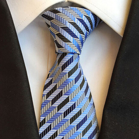 Formal Men’s Necktie // Blue & Silver Chevron