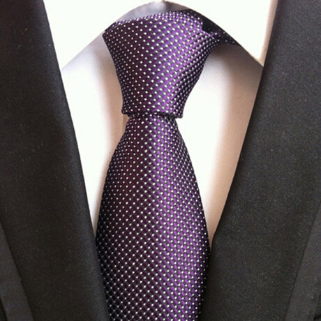 Formal Men’s Necktie // Purple & White Micro-Check