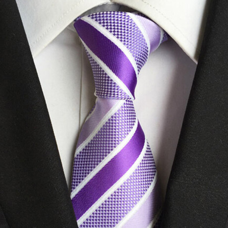 Formal Men’s Necktie // Purple & White Striped