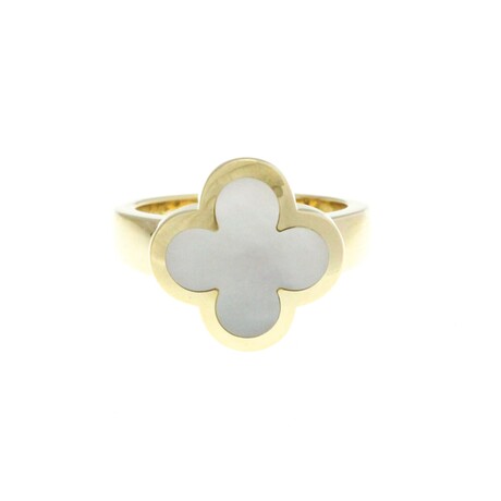 Van Cleef & Arpels // 18k Yellow Gold Pure Alhambra Mother of Pearl Ring // Ring Size: 7.25 // Store Display