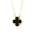 Van Cleef & Arpels // 18k Yellow Gold Vintage Alhambra Onyx Pendant Necklace // 14.56"-16.14" // Store Display