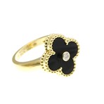 Van Cleef & Arpels // 18k Yellow Gold Vintage Alhambra Diamond + Onyx Ring // Ring Size: 5.25 // Store Display