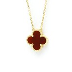 Van Cleef & Arpels // 18k Yellow Gold Vintage Alhambra Carnelian Pendant Necklace // 14.76"-16.33" // Store Display