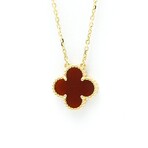 Van Cleef & Arpels // 18k Yellow Gold Vintage Alhambra Carnelian Pendant Necklace // 14.76"-16.33" // Store Display