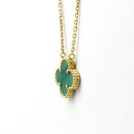 Van Cleef & Arpels // 18k Yellow Gold Vintage Alhambra Malachite Pendant Necklace // 16.53"-18.11" // Store Display