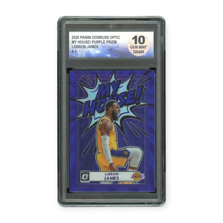 Lebron James // 2020 Panini Donruss Optic My House! Purple Prizm // DGA 10 GM