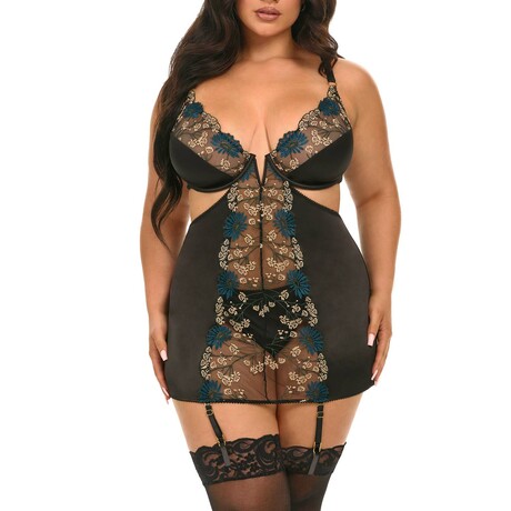Alani Babydoll Plus // Hot Cheri 2 + Black (1X)