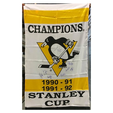 Pittsburgh Hockey // 9 Player Team Signed // Stanley Cup 36x60 Banner