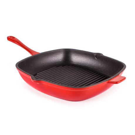 BergHOFF Neo Cast Iron Square Grill Pan 11", Red