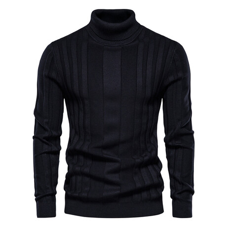 Striped Turtleneck Sweater // Black (XS)