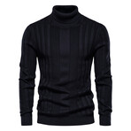 Striped Turtleneck Sweater // Black (S)