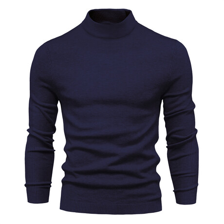 Solid Turtleneck Sweater // Navy (XS)