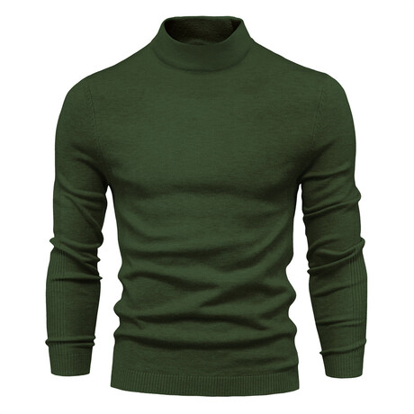 Solid Turtleneck Sweater // Green (XS)