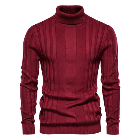 Striped Turtleneck Sweater // Red (XS)