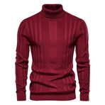 Striped Turtleneck Sweater // Red (XS)