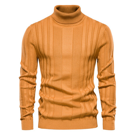 Striped Turtleneck Sweater // Yellow (XS)