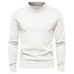 Solid Turtleneck Sweater // White (M)