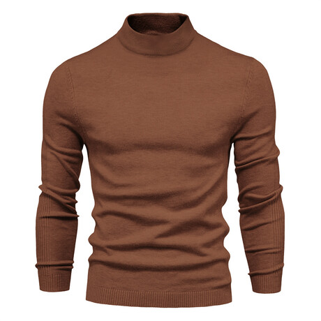 Solid Turtleneck Sweater // Brown (XS)