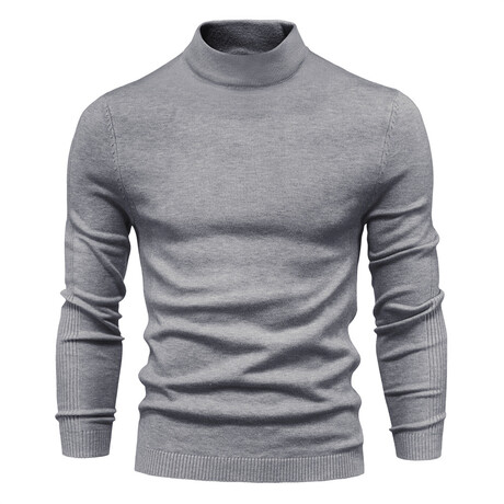 Solid Turtleneck Sweater // Light Gray (XS)