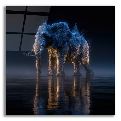 Magestic Moonlight Elephant 2 (12"H x 12"W x 0.13"D)