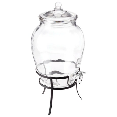 Beverage Dispenser with Metal Rack & Glass Lid // 2.7 GAL