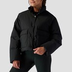 Women's // Cropped Boxy Snap Front Puffer // Black (L)