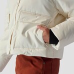 Women's // Cropped Boxy Snap Front Puffer // Eggshell (M)