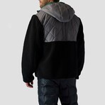 Men's // Crossover Hooded Jacket // Black + Charcoal (S)