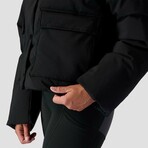 Women's // Cropped Boxy Snap Front Puffer // Black (L)