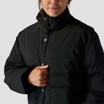 Women's // Cropped Boxy Snap Front Puffer // Black (L)