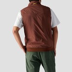 Men's // Reversible Polar Fleece Vest // Vermillion Orange + Downtown Brown (XL)