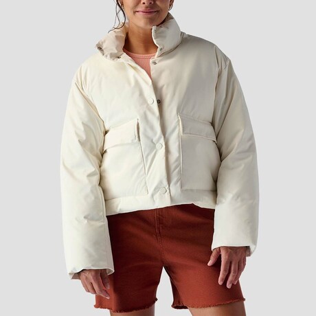 Women's // Cropped Boxy Snap Front Puffer // Eggshell (M)
