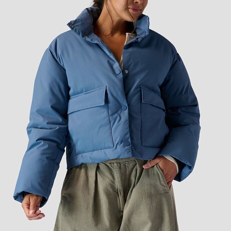 Stoic // Women's // Cropped Boxy Snap Front Puffer // Slate (M)