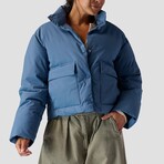 Stoic // Women's // Cropped Boxy Snap Front Puffer // Slate (M)