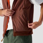 Men's // Reversible Polar Fleece Vest // Vermillion Orange + Downtown Brown (XL)