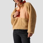 Women's // MTN 1/2-Zip High Pile Fleece Pullover // Peach Parfait + Pebble + Rust (L)