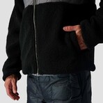 Men's // Crossover Hooded Jacket // Black + Charcoal (S)