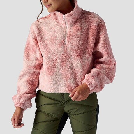 Stoic // Women's // Printed Mid Pile Fleece 1/4 Zip Pullover // Pink Cloud Prink (XS)
