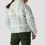 Stoic // Women's // Printed Quilted Puffer // Ivory + Navy Snowflake Print (XS)
