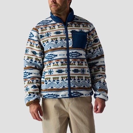 Men's // High Pile Printed Fleece Jacket // Multicolor Western Print (S)