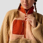 Women's // MTN 1/2-Zip High Pile Fleece Pullover // Peach Parfait + Pebble + Rust (L)