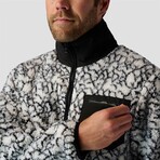 Stoic // Men's // High Pile Printed Fleece Jacket // Black + White Abstract Print (S)