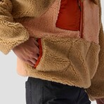 Women's // MTN 1/2-Zip High Pile Fleece Pullover // Peach Parfait + Pebble + Rust (L)