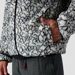 Stoic // Men's // High Pile Printed Fleece Jacket // Black + White Abstract Print (S)