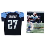 Eddie George // TEN Titans + HOo Oilers // Signed Jersey + Photo
